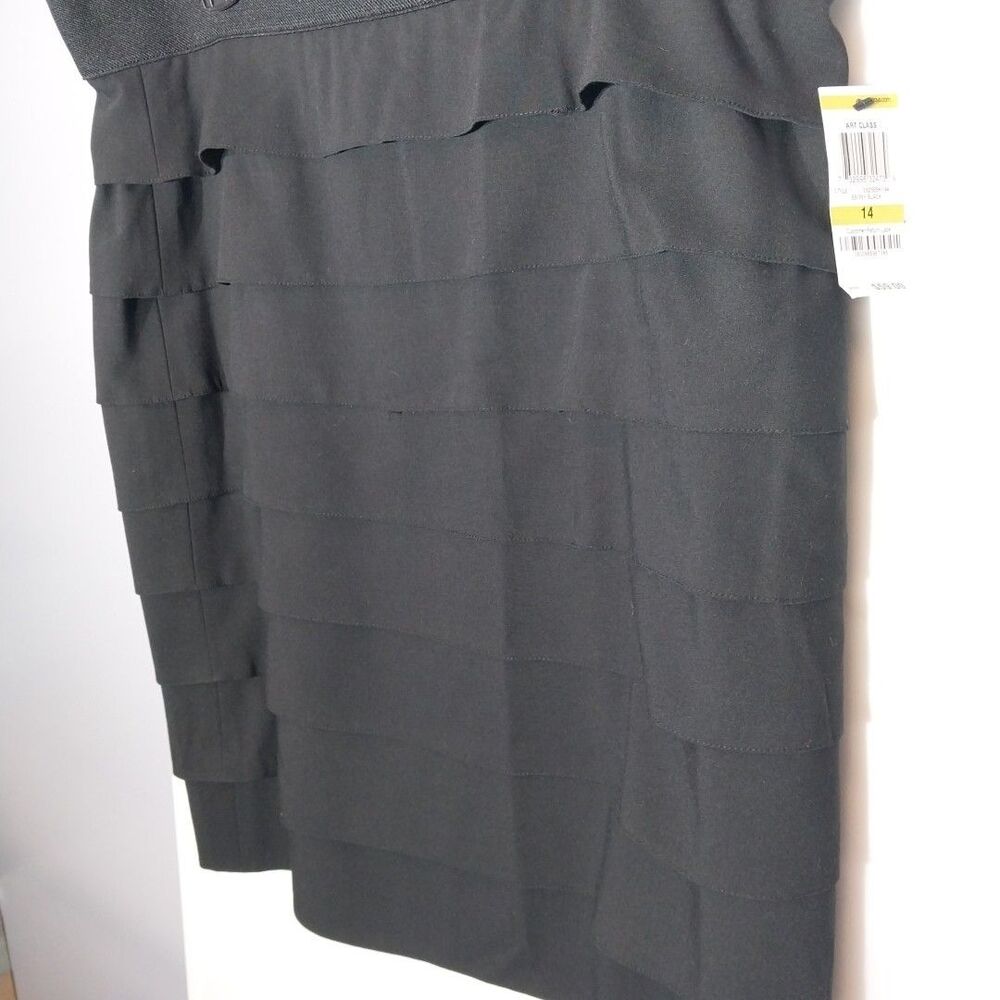 Alfani Black Tiered Skirt Size 14 NWT Knee Length Layered Ruffle Career Office